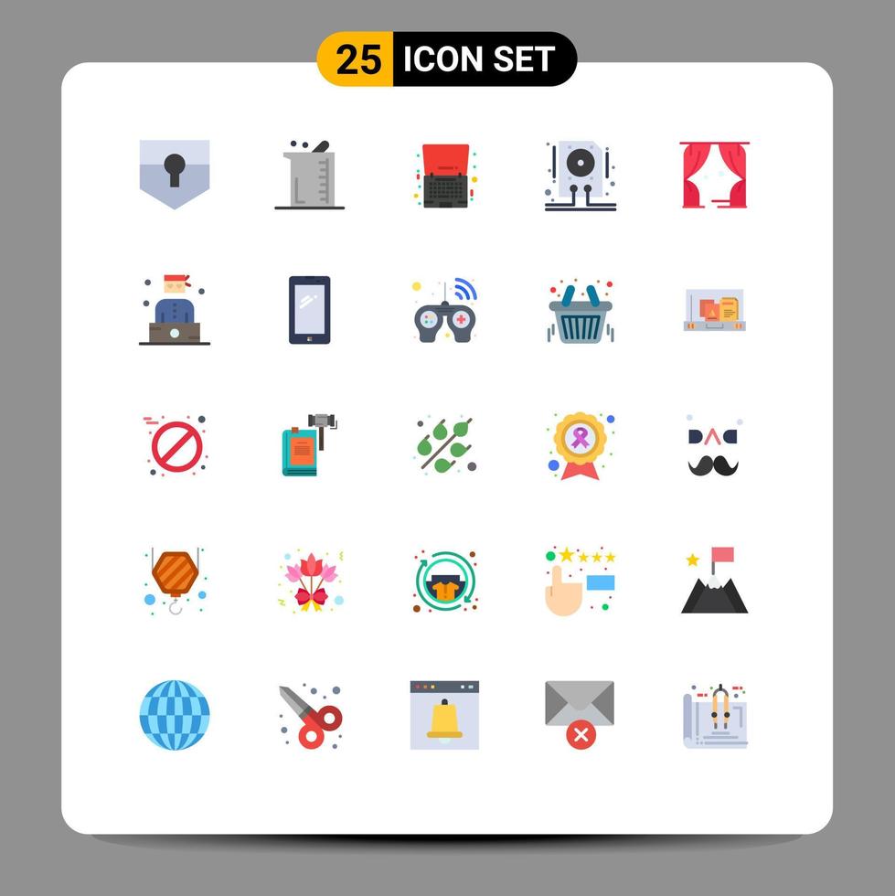 Flat Color Pack of 25 Universal Symbols of storage drive laboratory data notebook Editable Vector Design Elements