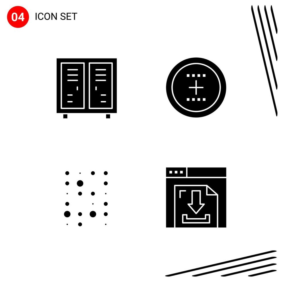 Collection of 4 Vector Icons in solid style Pixle Perfect Glyph Symbols for Web and Mobile Solid Icon Signs on White Background 4 Icons