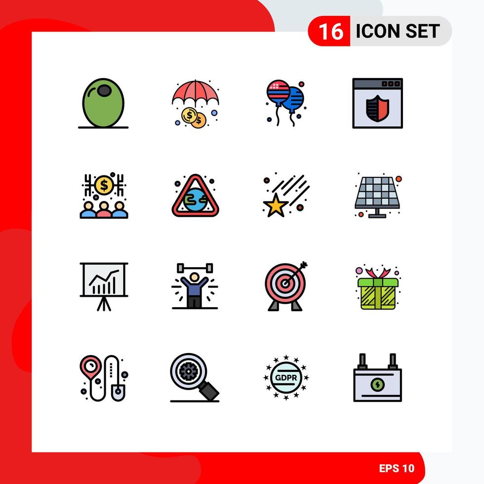 Stock Vector Icon Pack of 16 Line Signs and Symbols for economist banker bloons webpage secure Editable Creative Vector Design Elements