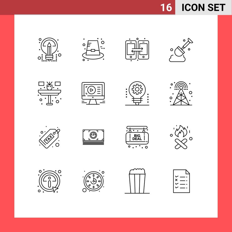 16 User Interface Outline Pack of modern Signs and Symbols of household desk connection tool construction Editable Vector Design Elements