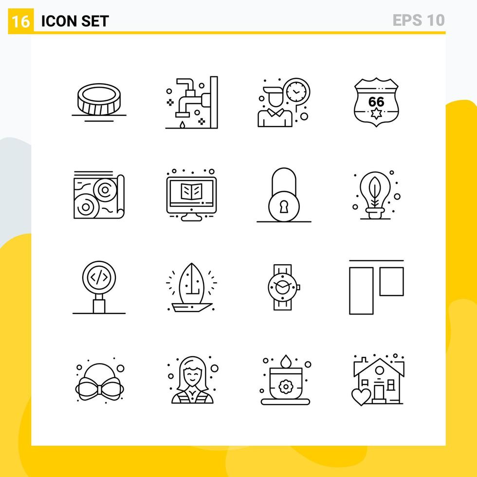 Collection of 16 Universal Line Icons Icon Set for Web and Mobile vector