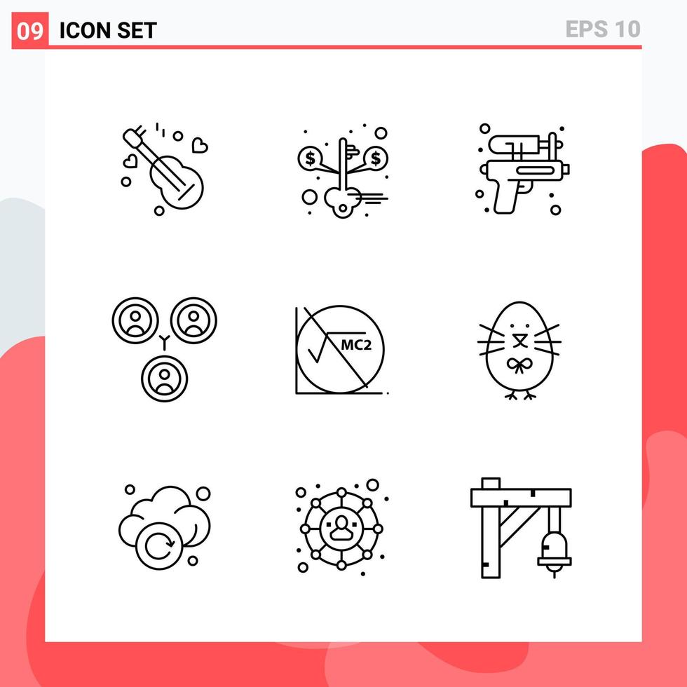 Collection of 9 Vector Icons in Line style Modern Outline Symbols for Web and Mobile Line Icon Sign Isolated on White Background 9 Icons