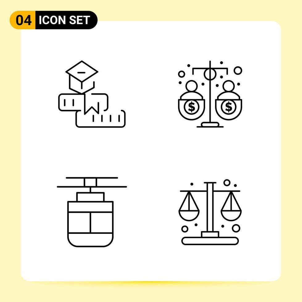 4 Creative Icons for Modern website design and responsive mobile apps 4 Outline Symbols Signs on White Background 4 Icon Pack vector