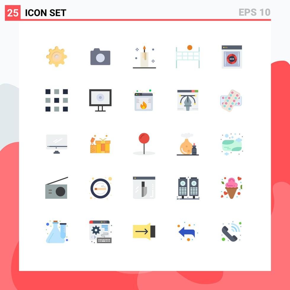 25 User Interface Flat Color Pack of modern Signs and Symbols of safe box internet decoration encryption sport Editable Vector Design Elements