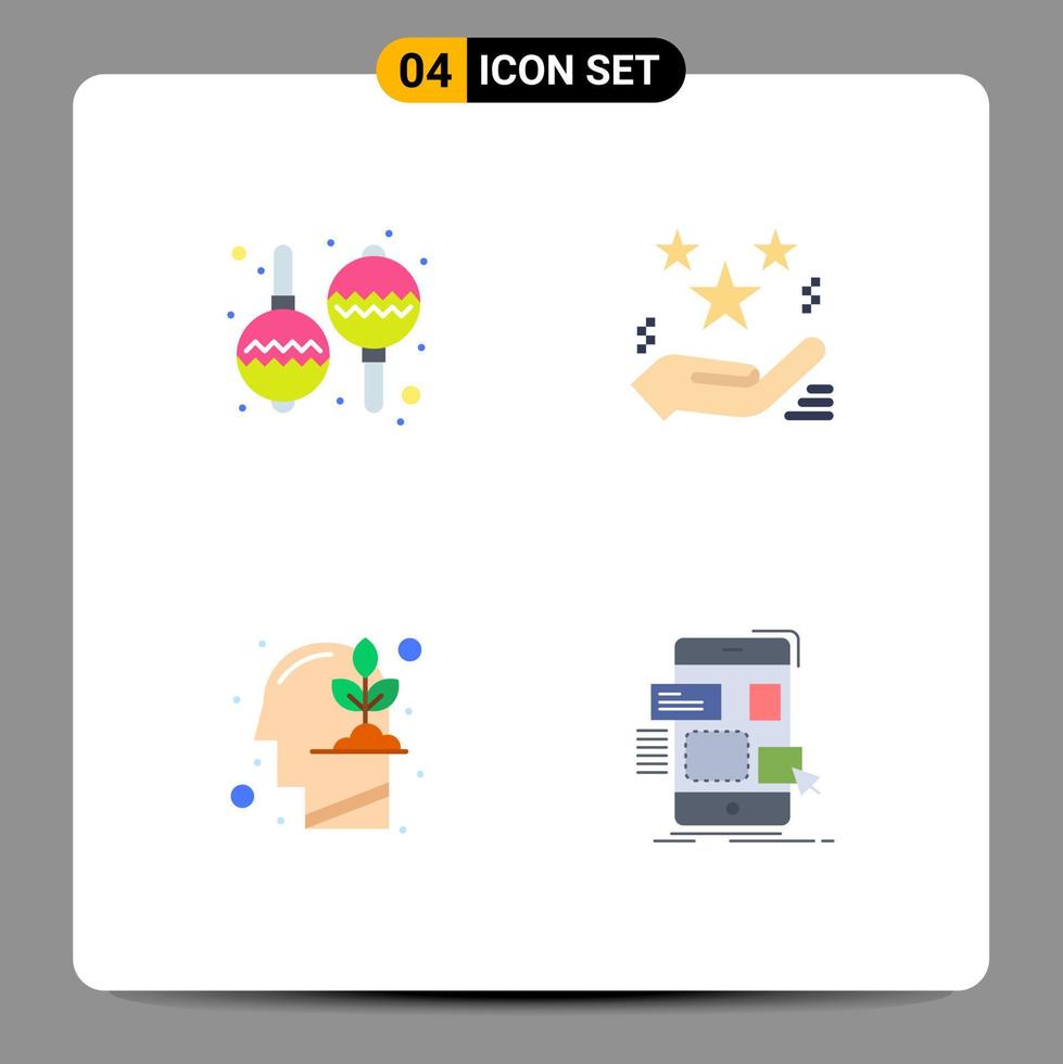 Modern Set of 4 Flat Icons and symbols such as instrument investment hand present growth Editable Vector Design Elements