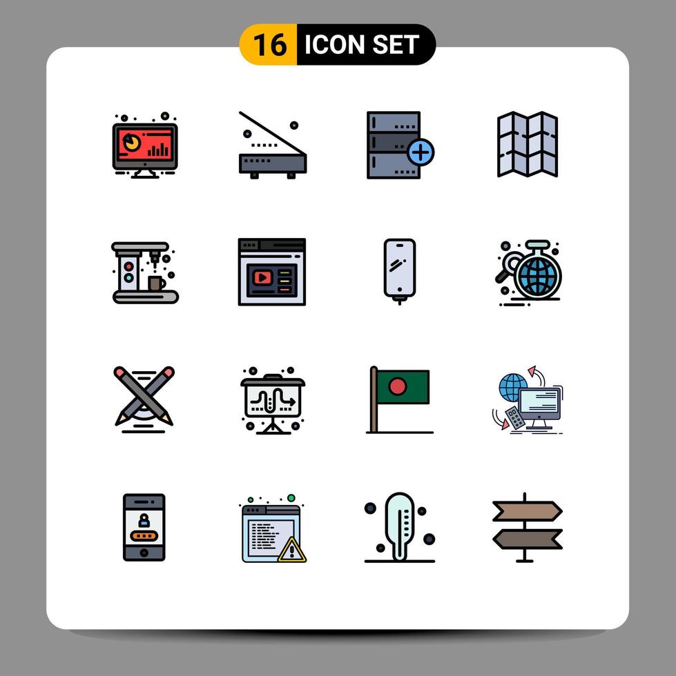 Set of 16 Modern UI Icons Symbols Signs for motivation map equipment database base Editable Creative Vector Design Elements