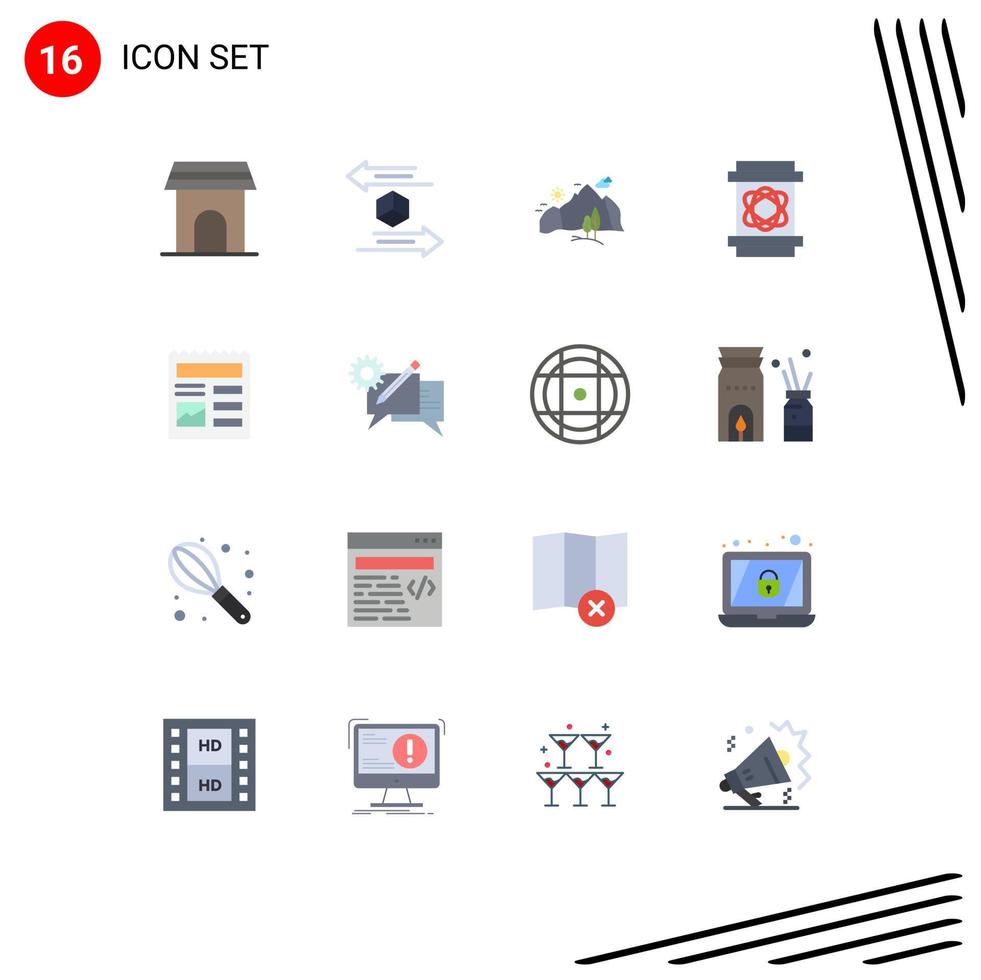 User Interface Pack of 16 Basic Flat Colors of science barrel return tree nature Editable Pack of Creative Vector Design Elements