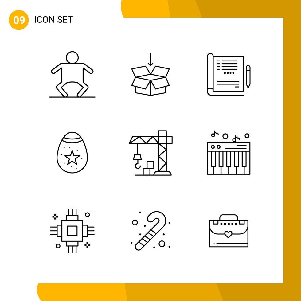 9 Icon Set Line Style Icon Pack Outline Symbols isolated on White Backgound for Responsive Website Designing vector