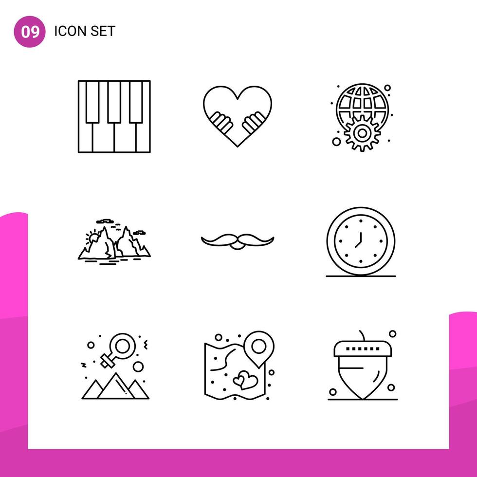 paquete de conjunto de iconos de contorno de 9 iconos de línea aislados en fondo blanco para aplicaciones móviles y de impresión de diseño de sitios web receptivos vector