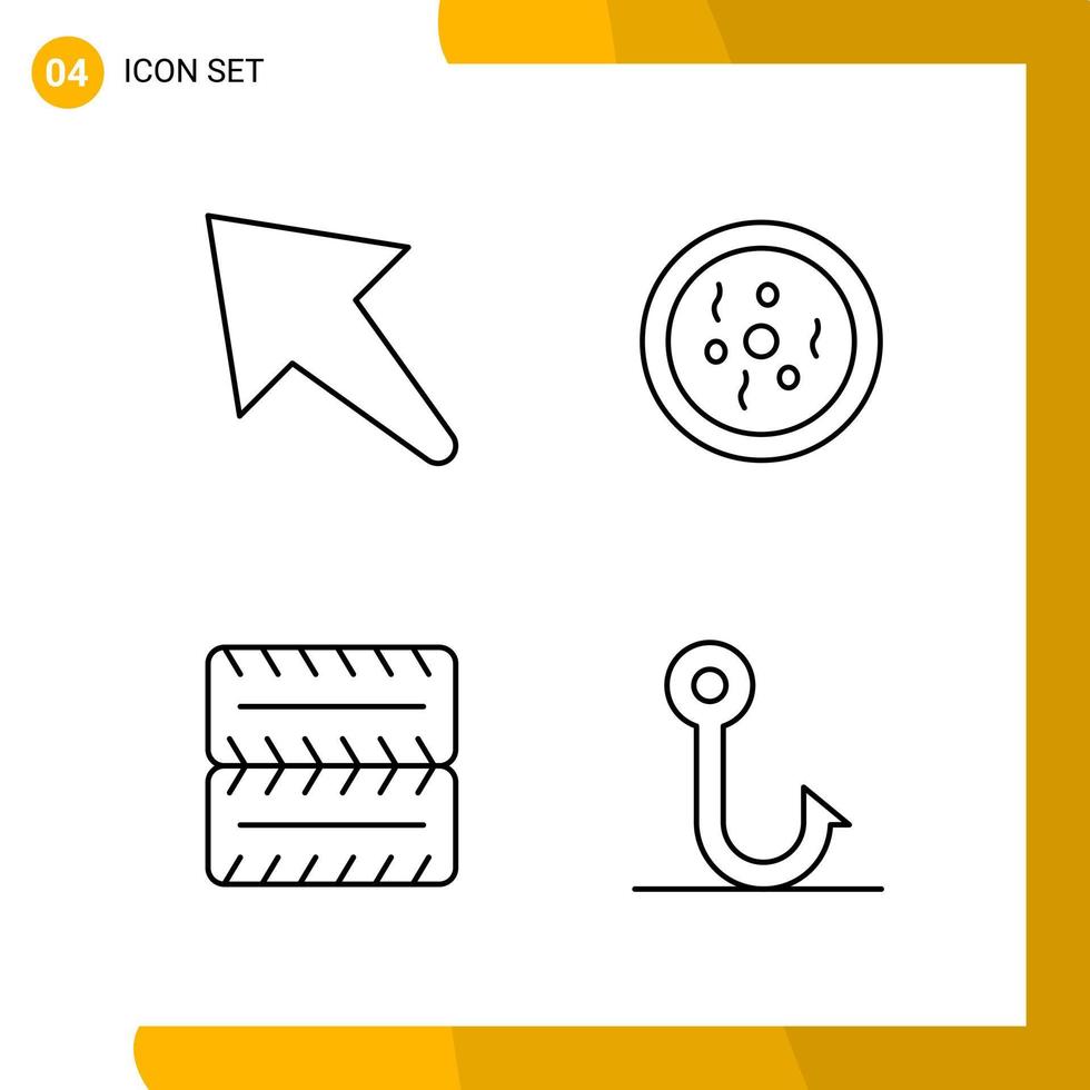 4 conjunto de iconos estilo de línea paquete de iconos símbolos de esquema aislados en fondo blanco para el diseño de sitios web receptivos vector