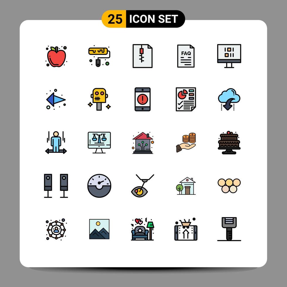 Group of 25 Filled line Flat Colors Signs and Symbols for sync computer document support file Editable Vector Design Elements