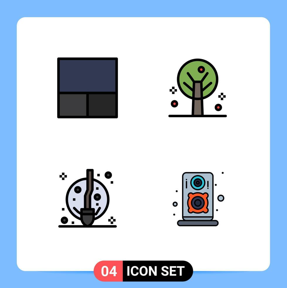 4 Filledline Flat Color concept for Websites Mobile and Apps grid audio summer fly speaker Editable Vector Design Elements