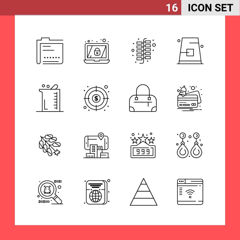 16 Icon Pack Line Style Outline Symbols on White Background Simple ...