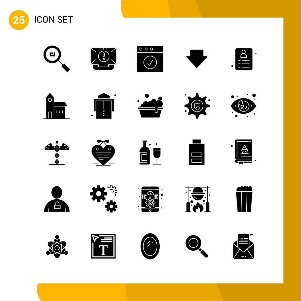 25 Icon Set Solid Style Icon Pack Glyph Symbols isolated on White Backgound for Responsive Website Designing vector