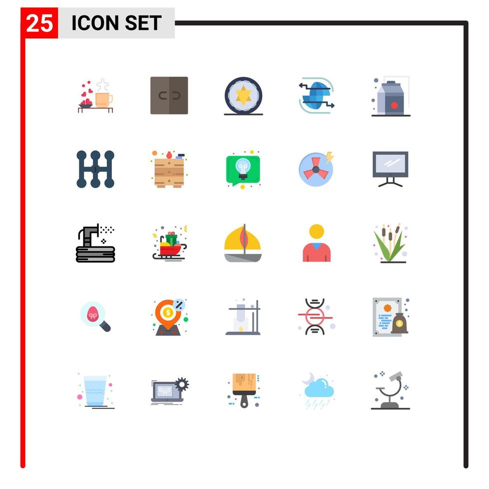 Flat Color Pack of 25 Universal Symbols of arrow internet furniture globe magic Editable Vector Design Elements