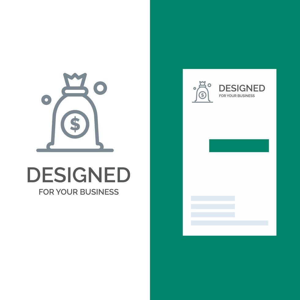 Dollar Money Bag Grey Logo Design and Business Card Template vector