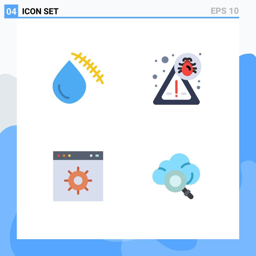 Set of 4 Modern UI Icons Symbols Signs for bleeding internet injury security website Editable Vector Design Elements