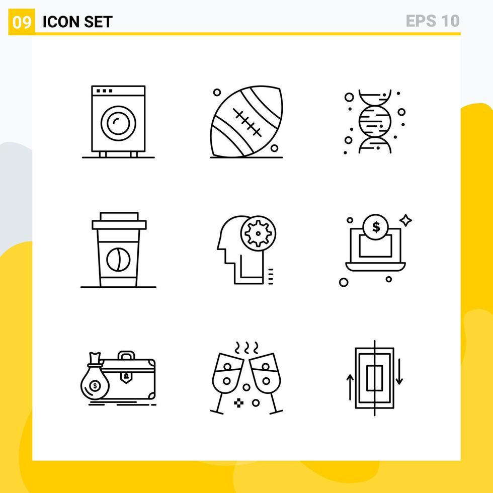 Collection of 9 Universal Line Icons Icon Set for Web and Mobile vector