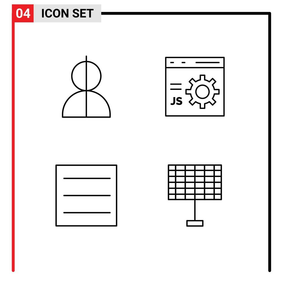 Line Pack of 4 Universal Symbols of avatar programming profile coding menu Editable Vector Design Elements