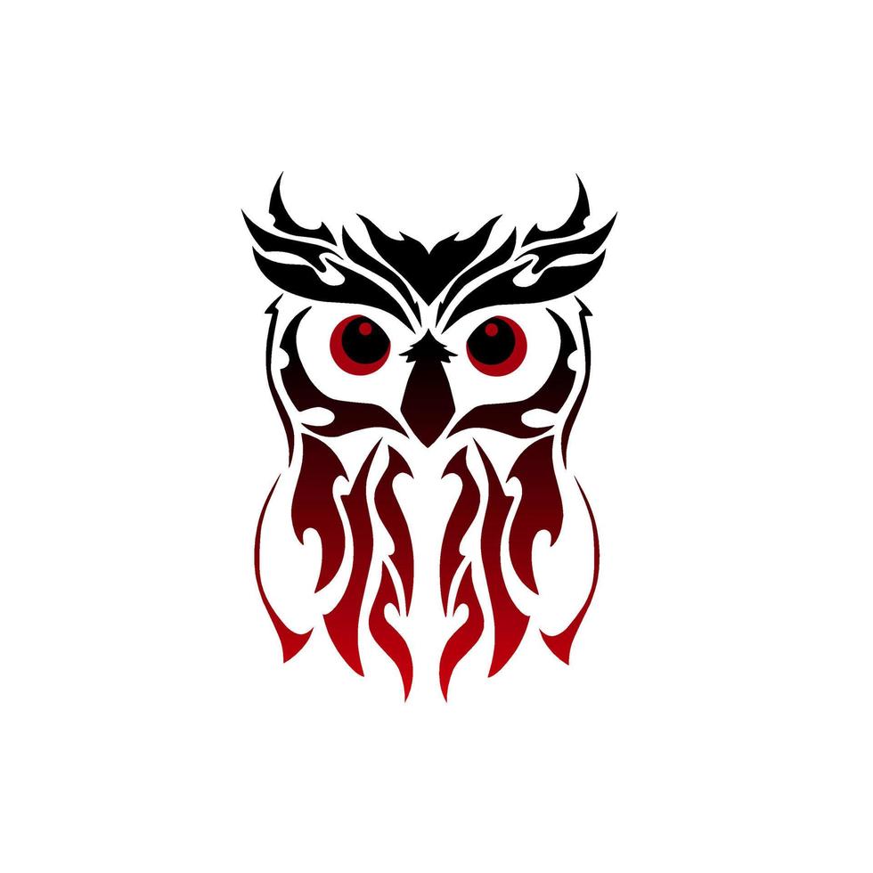 owl tribal design illustration in reddish black color vector