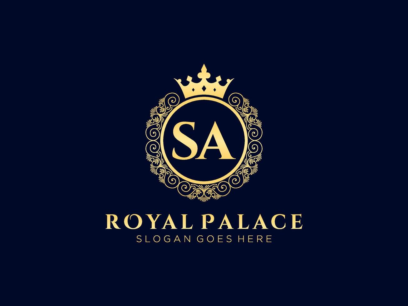 Letter SA Antique royal luxury victorian logo with ornamental frame. vector