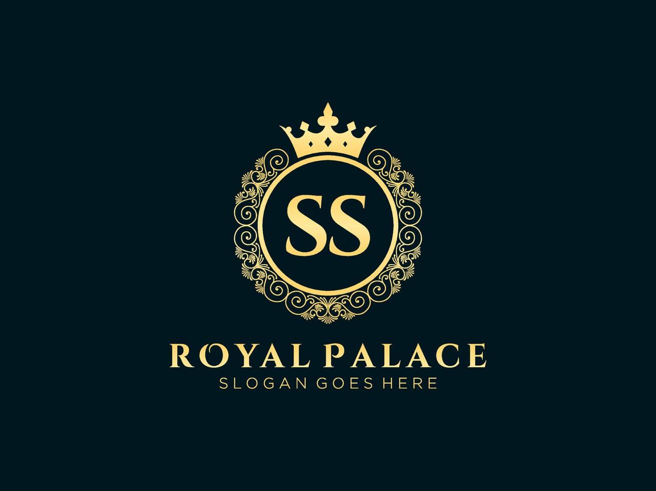 Letter SS Antique royal luxury victorian logo with ornamental frame. vector
