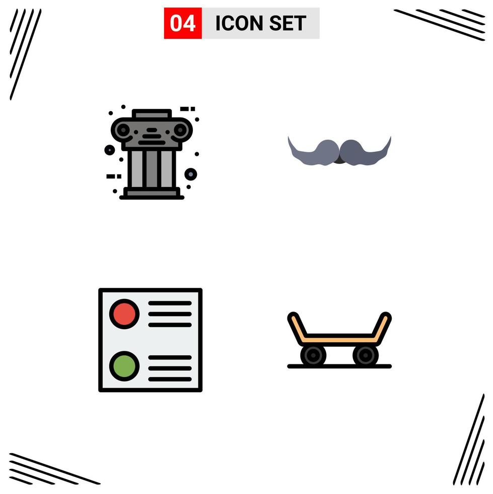 Set of 4 Commercial Filledline Flat Colors pack for greek men column hipster radio button Editable Vector Design Elements