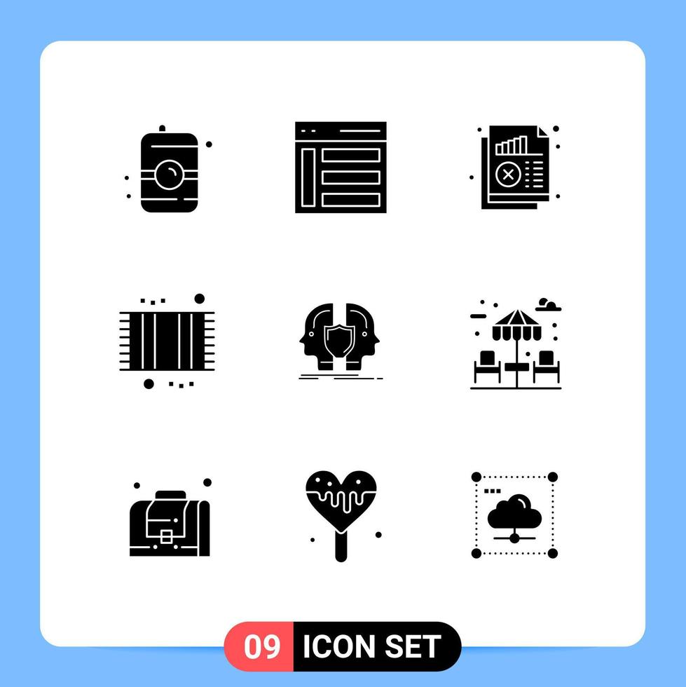 9 Universal Solid Glyph Signs Symbols of mat bathroom user bath monitoring Editable Vector Design Elements