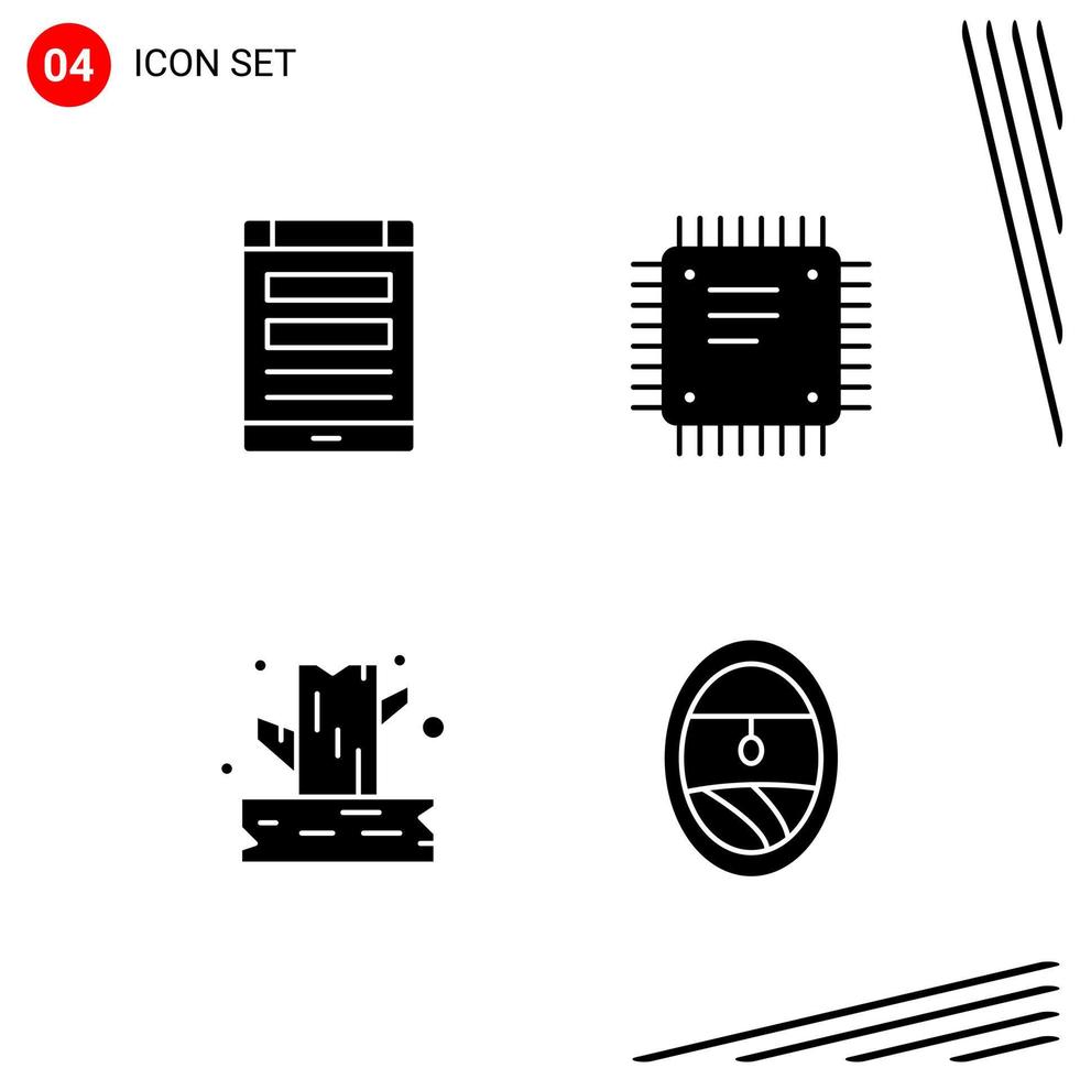 Collection of 4 Vector Icons in solid style Pixle Perfect Glyph Symbols for Web and Mobile Solid Icon Signs on White Background 4 Icons