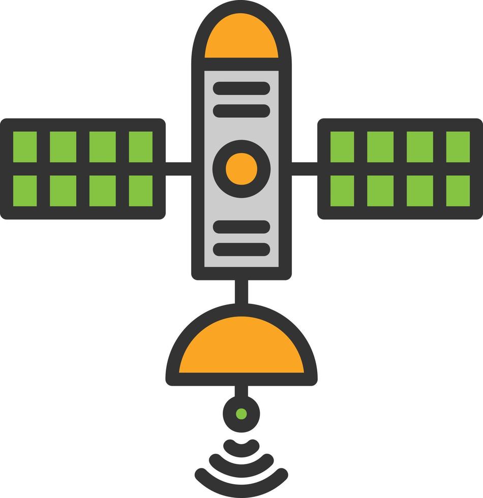 icono lleno de línea satelital vector