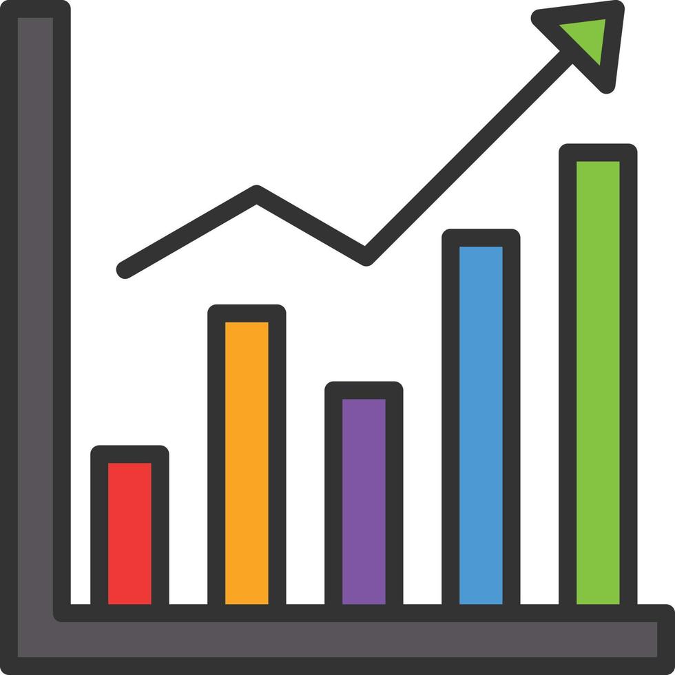 Bar CHart Line Filled Icon vector