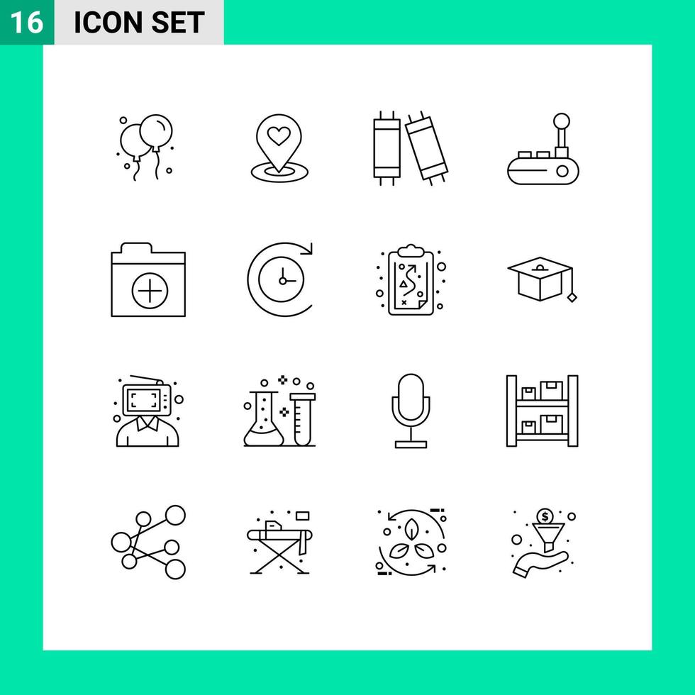 16 User Interface Outline Pack of modern Signs and Symbols of new add halogen joy pad joy pad Editable Vector Design Elements