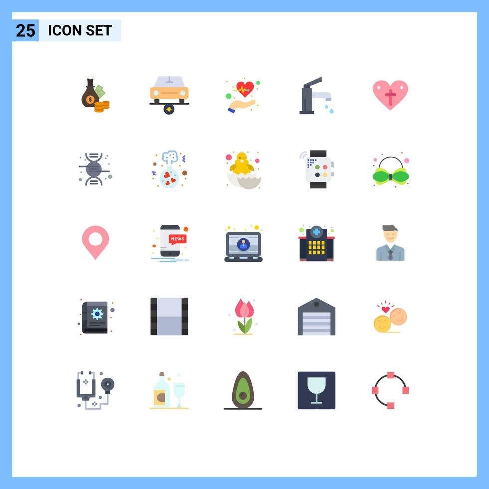 Editable Vector Line Pack of 25 Simple Flat Colors of faucet bathroom vehicles bath life Editable Vector Design Elements