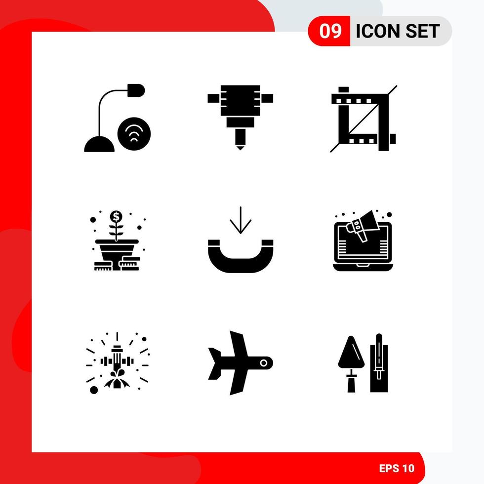 paquete de iconos de vector de stock de 9 signos y símbolos de línea para marketing gráfico de teléfono monedas entrantes elementos de diseño de vector editables