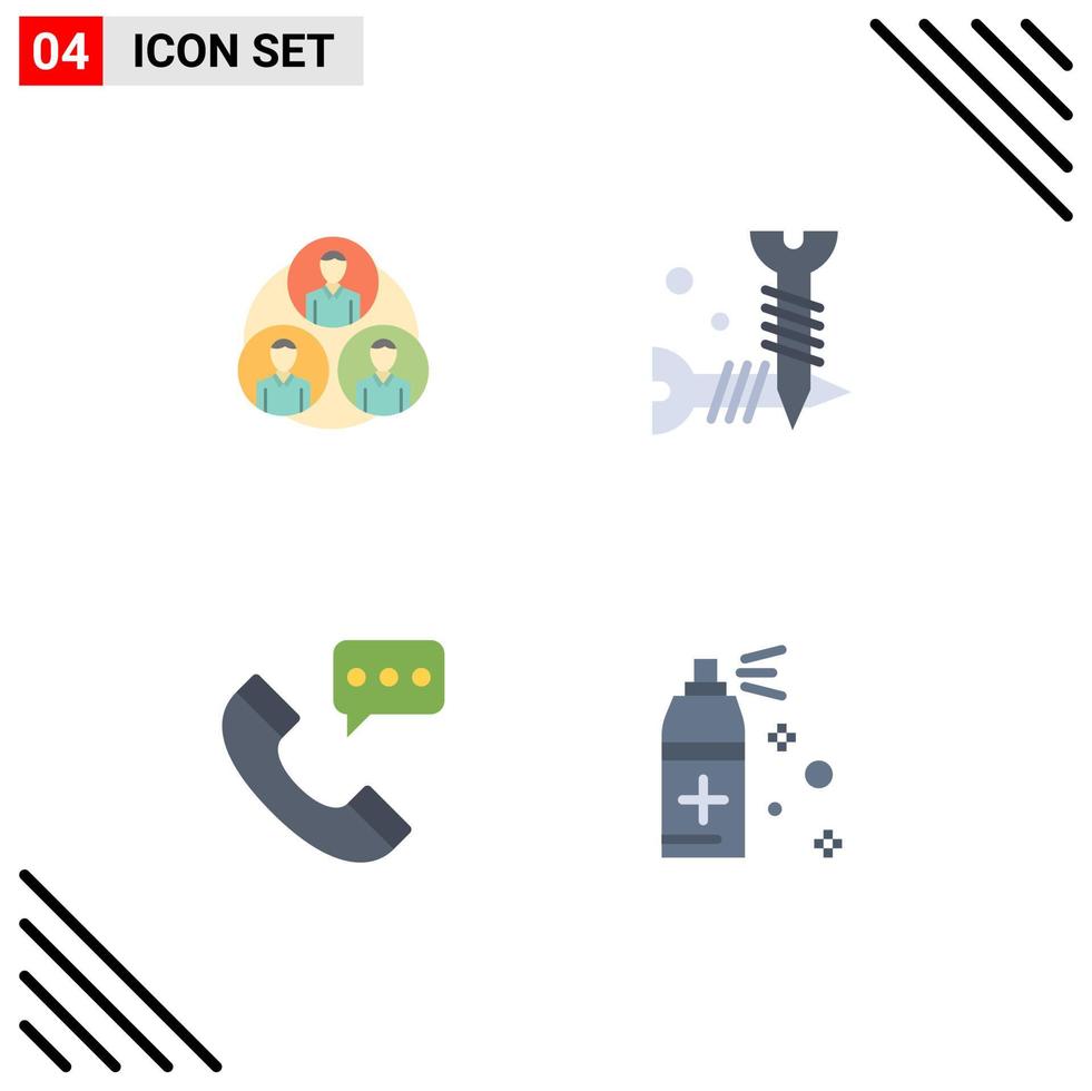 símbolos de iconos universales grupo de 4 iconos planos modernos del hardware del círculo de comunicación del personal contáctenos elementos de diseño vectorial editables vector