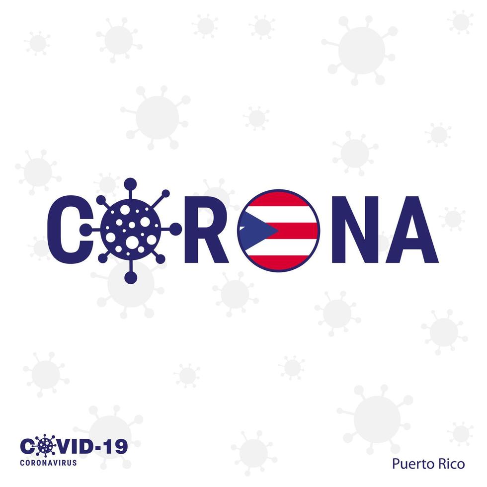 puerto rico coronavirus tipografía covid19 bandera del país quédate en casa mantente saludable cuida tu propia salud vector