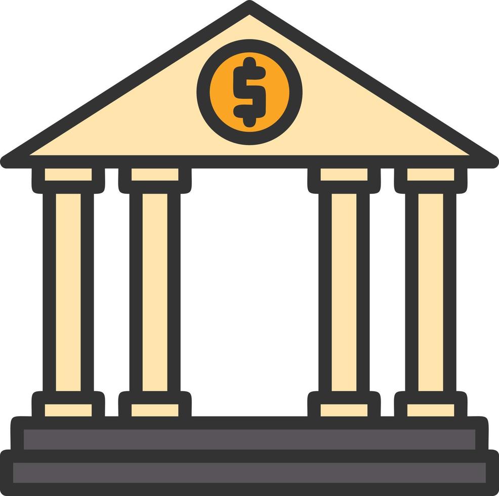 Bank Line Filled Icon vector