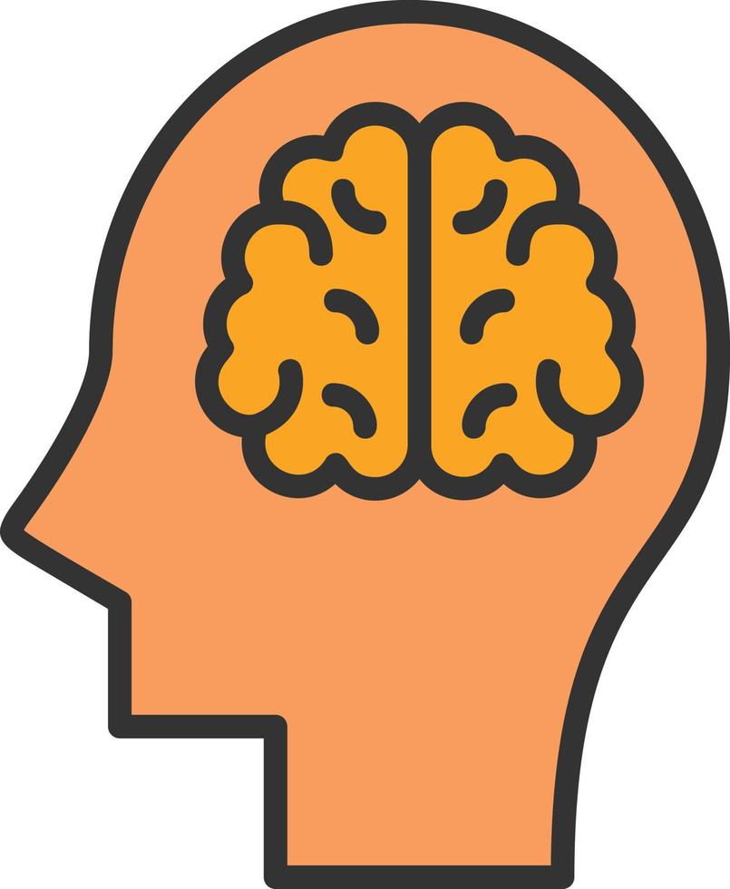 Brain Line Filled Icon vector