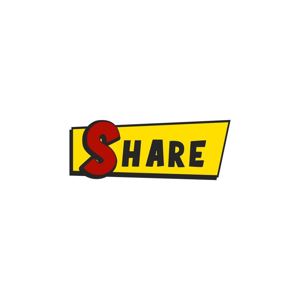Text balloon with the word share, retro comic style. Vector illustration