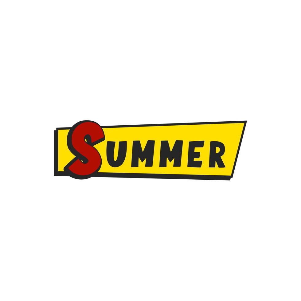 Text balloon with the word summer, retro comic style. Vector illustration