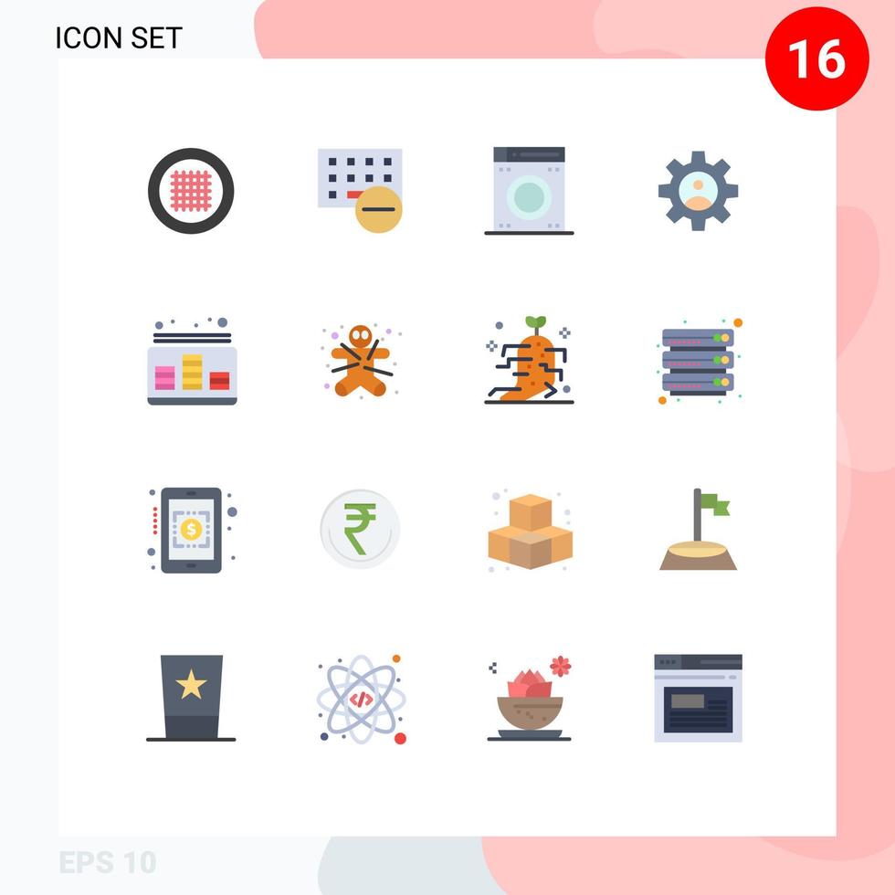 Flat Color Pack of 16 Universal Symbols of control use keyboard profile gear Editable Pack of Creative Vector Design Elements