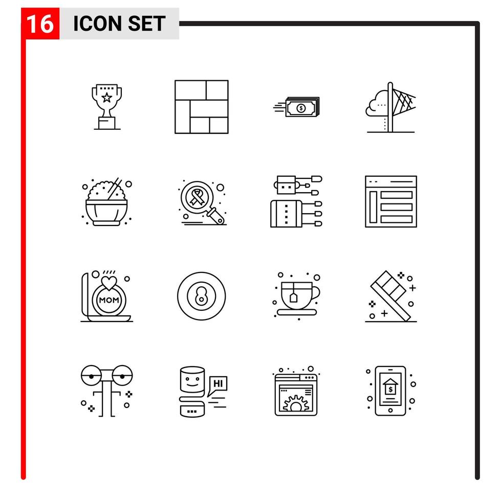 Set of 16 Modern UI Icons Symbols Signs for chinese insight business imagination creativity Editable Vector Design Elements