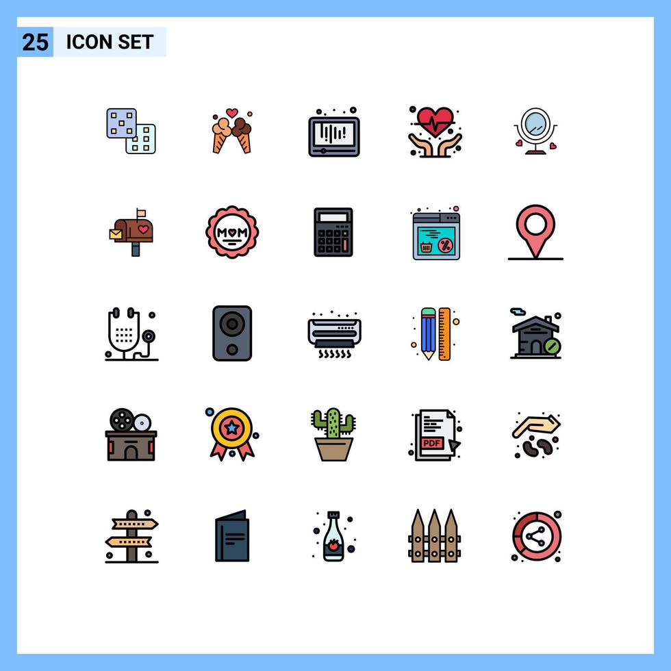 25 Creative Icons Modern Signs and Symbols of wedding merroir media heart health cardiogram Editable Vector Design Elements