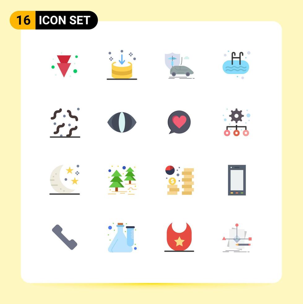 paquete de iconos vectoriales de stock de 16 signos y símbolos de línea para la seguridad de la escalera del coche de la piscina paquete editable de elementos creativos de diseño vectorial vector