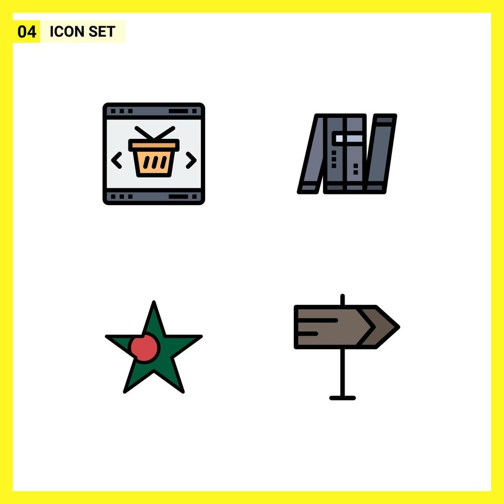Universal Icon Symbols Group of 4 Modern Filledline Flat Colors of app military shopping autonomous flag Editable Vector Design Elements