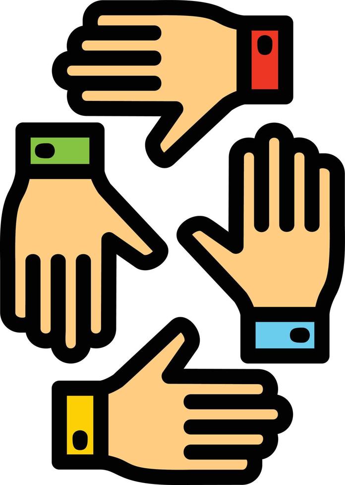 Teamwork Line Filled Icon vector