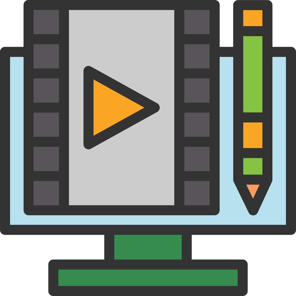 icono lleno de línea de edición de video vector