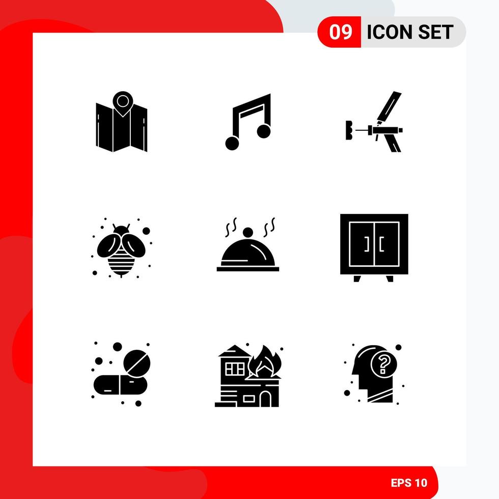 9 Solid Glyph concept for Websites Mobile and Apps bee tool mobile repair construction Editable Vector Design Elements