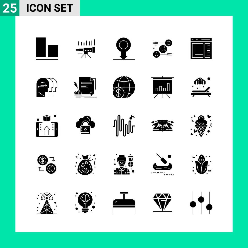 Pack of 25 Solid Style Icon Set Glyph Symbols for print Creative Signs Isolated on White Background 25 Icon Set vector