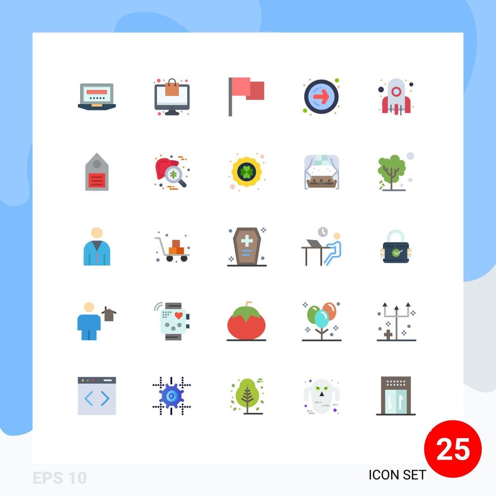 Modern Set of 25 Flat Colors Pictograph of rocket business basic start up next Editable Vector Design Elements